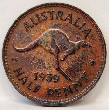 AUSTRALIA 1939 . HALF 1/2 PENNY . ROO . MINOR RUST